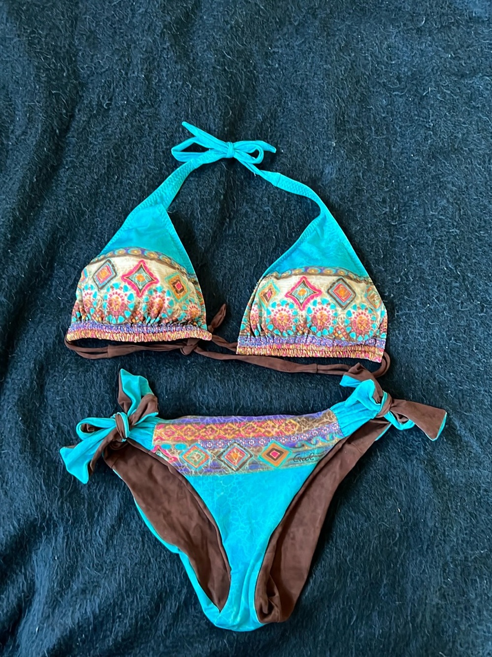 Turquoise & Brown Bikini